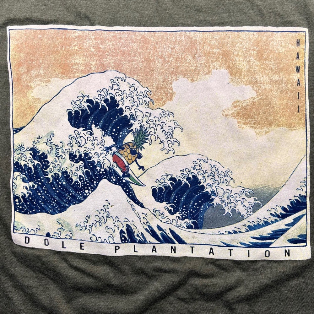 The Duck Company Dole Plantation Hawaii Shirt Mens L Green Great Wave Pineapple